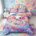 thumbnail image 1 of Manfei Cute Amphibian Axolotl Queen Comforter Set,Kawaii Animals Pattern Comforter Sets Queen,Pink Reversible,3 Pieces,1 Comforter and 2 Pillowcases, 1 of 7