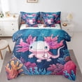 thumbnail image 1 of Manfei Cute Animal Axolotl Bedding Comforter Set 7 Pieces for Boys Girls,Kawaii Salamander Full Bedding Set Lightweight,Cartoon Ocean Wildlife Fitted Sheet Flat Sheet,Breathable Home Decor, 1 of 8