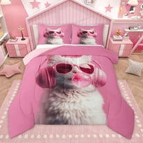 Manfei Cute Animal Cat 2pcs Bedding Comforter Set for Boys Girls,Cartoon Pet Twin Comforter Sets,Music Theme Breathable Bedding Set,Lightweight Room Decor,Reversible