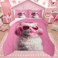 thumbnail image 1 of Manfei Cute Animal Cat 3-Piece Full Size Comforter Sets for Boys Girls,Cartoon Pet Bedding Comforter Set,Music Theme Lightweight Bedding Sets,Lightweight Room Decor,Reversible, 1 of 8