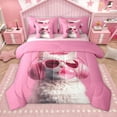 thumbnail image 1 of Manfei Cute Animal Cat 7-Piece Twin Bedding Sets for Boys Girls,Cartoon Pet Bedding Comforter Set,Music Theme Breathable Sheet Sets,Lightweight Room Decor,Reversible, 1 of 8