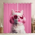 thumbnail image 1 of Manfei Cute Animal Cat Black Out Curtains for Boys Girls,Cartoon Pet Curtains Pack of 2 (42x63 Each),Music Theme Bedroom Curtains,Lightweight Room Decor, 1 of 6