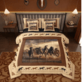 thumbnail image 1 of Manfei Cute Animal Horse 7-Piece Bedding Comforter Set Galloping Horse Kawaii Farm Cowboy King Bedding Sets,Brown Reversible, 1 of 8
