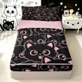 thumbnail image 1 of Manfei Cute Art Cat Zipper Queen Comforter Set with Fitted Sheet and 2 Pillowcases, Kawaii Kitten Zipper Bedding Set, Black Pink, Pink Reversible, 4-Piece, 1 of 7