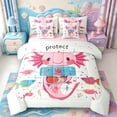 thumbnail image 1 of Manfei Cute Axolotl 7-Piece Twin Bedding,Kawaii Ocean Animal Bedding Comforter Set,Pink Reversible, 1 of 7
