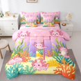 thumbnail image 1 of Manfei Cute Axolotl 7-Piece Twin Bedding,Monogrammed T Print Bedding Comforter Set,Pink,Pink Reversible, 1 of 7