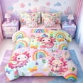 thumbnail image 1 of Manfei Cute Axolotl 7pcs Bedding Comforter Set,Cartoon Salamander Queen Bedding Sets For Kids Boys Girls,Kawaii Rainbow And Butterflies Queen Sheet Sets,Ombre Ultra Soft Home Decor Reversible, 1 of 8