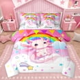 thumbnail image 1 of Manfei Cute Axolotl 7pcs Bedding Comforter Set,Colorful Triangle Stars Queen Bedding Sets,Pink Cartoon Ocean Salamander Queen Sheet Sets For Girls Kids,Super Cozy Room Decor Reversible, 1 of 8