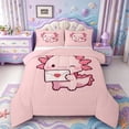 thumbnail image 1 of Manfei Cute Axolotl Full Size Comforter Sets,Kawaii Animals Pattern Bedding Comforter Set,Pink Reversible,3-Piece,1 Comforter and 2 Pillowcases, 1 of 7