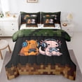 thumbnail image 1 of Manfei Cute Axolotl Pattern 7pcs Queen Bedding,Lovely Capybara Bedding Comforter Set Queen,Black Green,Polkadot Reversible, 1 of 7