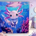 thumbnail image 1 of Manfei Cute Axolotl Shower Curtain 72Wx78L,Aquatic Amphibian Print Bath Curtain, 1 of 5