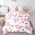 thumbnail image 1 of Manfei Cute Axolotl Twin Bedding,Sea Life Seamless Bedding Comforter Set For Girls,Pink White,Pink Reversible,7pcs, 1 of 8