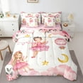 thumbnail image 1 of Manfei Cute Ballet Princess 7-Piece Twin Bedding Sets,Pink Girl Bedding Comforter Set,Cartoon Hot Air Balloon Sheet Sets For Kids,Luxury Bedroom Decor Reversible, 1 of 8