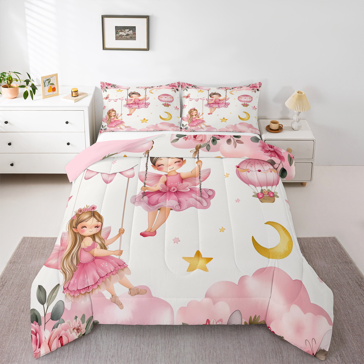 Manfei Cute Ballet Princess Queen Comforter Set,Pink Girl Bedding Sets ...