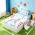 thumbnail image 1 of Manfei Cute Baseball Twin Sheets, Cartoon Personalized Initial ABedding, Light Blue A 3pcs(1 Flat Sheet, 1 Fitted Sheet and 1 Pillowcase), 1 of 6