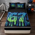 thumbnail image 1 of Manfei Cute Baseball Zipper Twin Comforter Sets with Fitted Sheet and 2 Pillowcases, Sport Number Six Seven Zipper Bedding Set, Black Blue Green, 1 of 7