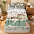 thumbnail image 1 of Manfei Cute Bath Cat Zipper Queen Comforter Set with Fitted Sheet and 2 Pillowcases, Retro Cherry Blossom Zipper Bedding Set, Green Pink, Polkadot Reversible, 4-Piece, 1 of 7