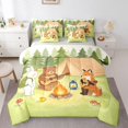 thumbnail image 1 of Manfei Cute Bear 7-Piece Twin Bedding,Camping Animal Print Bedding Comforter Set,Green,Light Gray Reversible, 1 of 7
