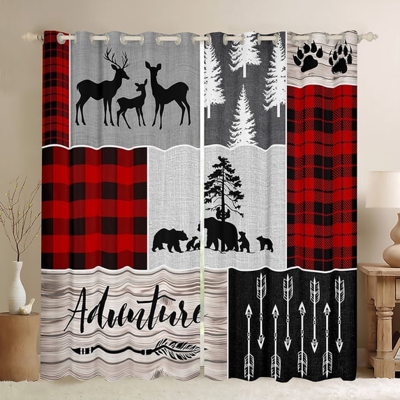Manfei Cute Bear Blackout Curtains Set of 2 (52x84 Each),Jungle Animal Window Curtains,Rustic Farmhouse Cabin Curtains and Drapes For Kids Boy,Breathable Home Decor