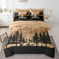 thumbnail image 1 of Manfei Cute Bear Elk 7pcs Bedding Comforter Set,Woodland Animal Queen Bedding Sets,Tropical Botanical Pine Queen Sheet Sets For Kids,Luxury Bedroom Decor Reversible, 1 of 8