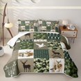 thumbnail image 1 of Manfei Cute Bear Patch Twin Quilt Set,Abstract Geometric Plaid Twin Coverlet Set,Green,2pcs, 1 of 7