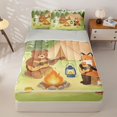thumbnail image 1 of Manfei Cute Bear Zipper Twin Comforter Sets with Fitted Sheet and 2 Pillowcases,Camping Animal Print Zipper Bedding Set,Green,Light Gray Reversible,4pcs, 1 of 8