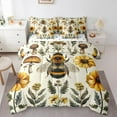 thumbnail image 1 of Manfei Cute Bee Bedding Comforter Set 7pcs,Rustic Flower Floral Queen Bedding Sets,Yellow Beige Green Queen Sheet Sets For Girls Teens,Super Cozy Room Decor Reversible, 1 of 8