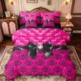 thumbnail image 1 of Manfei Cute Black Bow 7-Piece Twin Bedding,Rustic Western Damask Bedding Comforter Set,Black Reversible, 1 of 7