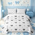 thumbnail image 1 of Manfei Cute Black Bow Twin Quilt Set,Chic Bowknot Twin Coverlet Set,3pcs,1 Bedspread and 1 Pillowcase, 1 of 7