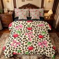 thumbnail image 1 of Manfei Cute Bow Cherry 7-Piece Twin Bedding,Brown Cheetah Print Bedding Comforter Set,Black Reversible, 1 of 7