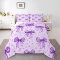 thumbnail image 1 of Manfei Cute Bow Girl Bedding Comforter Set 2pcs,Dreamy Polka Dots Twin Comforter Sets Microfiber,Kawaii Ribbon Bow Knot Breathable Bedding Set,Luxury Bedroom Decor,Reversible, 1 of 8
