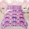 thumbnail image 1 of Manfei Cute Bow Knot Full Size Comforter Sets,Cartoon Bowtie Print Bedding Comforter Set,Pink Purple Bedding Sets For Girls Teens,Luxury Bedroom Decor Reversible,3pcs, 1 of 8