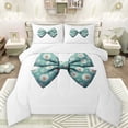 thumbnail image 1 of Manfei Cute Bow Knot Full Size Comforter Sets,Cartoon Daisy Print Bedding Comforter Set,Cyan White Bedding Sets For Girls Teens,Luxury Bedroom Decor Reversible,3 Pieces, 1 of 8