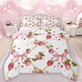 thumbnail image 1 of Manfei Cute Bow Knot Full Size Comforter Sets,Sweet Strawberry Bedding Comforter Set,White Red Pink Bedding Sets For Girl Teens,Ultra Soft Home Decor Reversible,3pcs, 1 of 8
