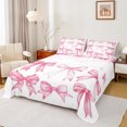 thumbnail image 1 of Manfei Cute Bow Knot Queen Sheet Sets 4 Pieces for Kids Girls, Kawaii Ribbon Bowtie Flat Sheet, Princess White Pink Queen Fitted Sheet, Ultra Soft Home Decor, 1 of 6