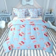 thumbnail image 1 of Manfei Cute Bow Tie 7 Pieces Bedding Comforter Set for Preppy Children Teens,Dreamy Princess Full Bedding Set Lightweight,Red Cherry Fitted Sheet Flat Sheet,Lightweight Room Decor,Reversible, 1 of 8