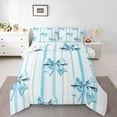 thumbnail image 1 of Manfei Cute Bowknot Bedding Full Comforter Set,Geometric Stripes Down Comforter,Blue White Bedding Sets Full with Comforter,Super Cozy Room Decor Reversible,3 Pieces, 1 of 7
