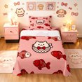 thumbnail image 1 of Manfei Cute Bowknot Cat Twin Sheets, Cartoon Fish Bedding, Pink Red, 3-Piece, 1 Flat Sheet, 1 Fitted Sheet and 1 Pillowcase, 1 of 6