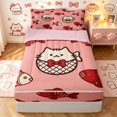 thumbnail image 1 of Manfei Cute Bowknot Cat Zipper Twin Comforter Sets with Fitted Sheet and 2 Pillowcases, Cartoon Fish Zipper Bedding Set, Pink Red, Pink Reversible, 4-Piece, 1 of 7