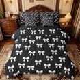 thumbnail image 1 of Manfei Cute Bowtie 7pcs Queen Bedding,Ribbon Bow Bedding Comforter Set Queen,Black Reversible, 1 of 7