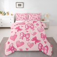 thumbnail image 1 of Manfei Cute Bowtie Bedding Comforter Set,3D Heart Pattern Twin Comforter Sets,Princess Bow Knot Bedding Set For Girls,Microfiber Bedroom Decor Reversible,2 Pieces, 1 of 8