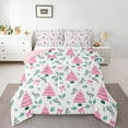 thumbnail image 1 of Manfei Cute Bowtie Bow Full Size Comforter Sets,Cartoon Christmas Tree Bedding Comforter Set,Pink Green White Bedding Sets For Girls Kids,Microfiber Bedroom Decor Reversible,3pcs, 1 of 8