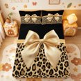 thumbnail image 1 of Manfei Cute Bowtie Fitted Sheet Queen,Retro Cheetah Pattern Bedding,3 Pieces,1 Fitted Sheet and 2 Pillowcases, 1 of 6
