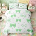 thumbnail image 1 of Manfei Cute Bowtie Polkadot Quilt King,Green Dreamy Bowknot King Coverlet Set,3pcs,1 Bedspread and 2 Pillowcases, 1 of 7