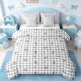 thumbnail image 1 of Manfei Cute Bowtie Twin Bedding Sets 7 Pieces,Black Bowknot Bow Bedding Comforter Set 7 Pieces,Geometric Plaid Sheet Sets For Children,Breathable Room Decoration Reversible, 1 of 7