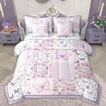 thumbnail image 1 of Manfei Cute Butterflies 7-Piece Twin Bedding Sets,Flying Animal Bedding Comforter Set,Purple White Checkered Sheet Sets For Girls Kids,Super Cozy Room Decor, 1 of 7