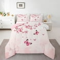 thumbnail image 1 of Manfei Cute Butterflies Bedding Comforter Set,Cherry Blossom Twin Comforter Sets,Light Pink Bedding Set For Princess,Super Cozy Room Decor Reversible,2pcs, 1 of 7