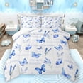 thumbnail image 1 of Manfei Cute Butterflies Queen Comforter Set,Vintage Flower Bedding Sets,White Blue Bedding Comforter Set For Girls Kids,Super Cozy Room Decor,3-Piece, 1 of 8