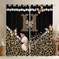 thumbnail image 1 of Manfei Cute Butterfly Bowtie Blackout Curtains,Pearl Cheetah Window Curtains Pack of 2 (38x45 Each),Black Brown, 1 of 6