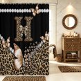 thumbnail image 1 of Manfei Cute Butterfly Bowtie Shower Curtain 72Wx78L,Pearl Cheetah Bath Curtain,Black Brown, 1 of 5